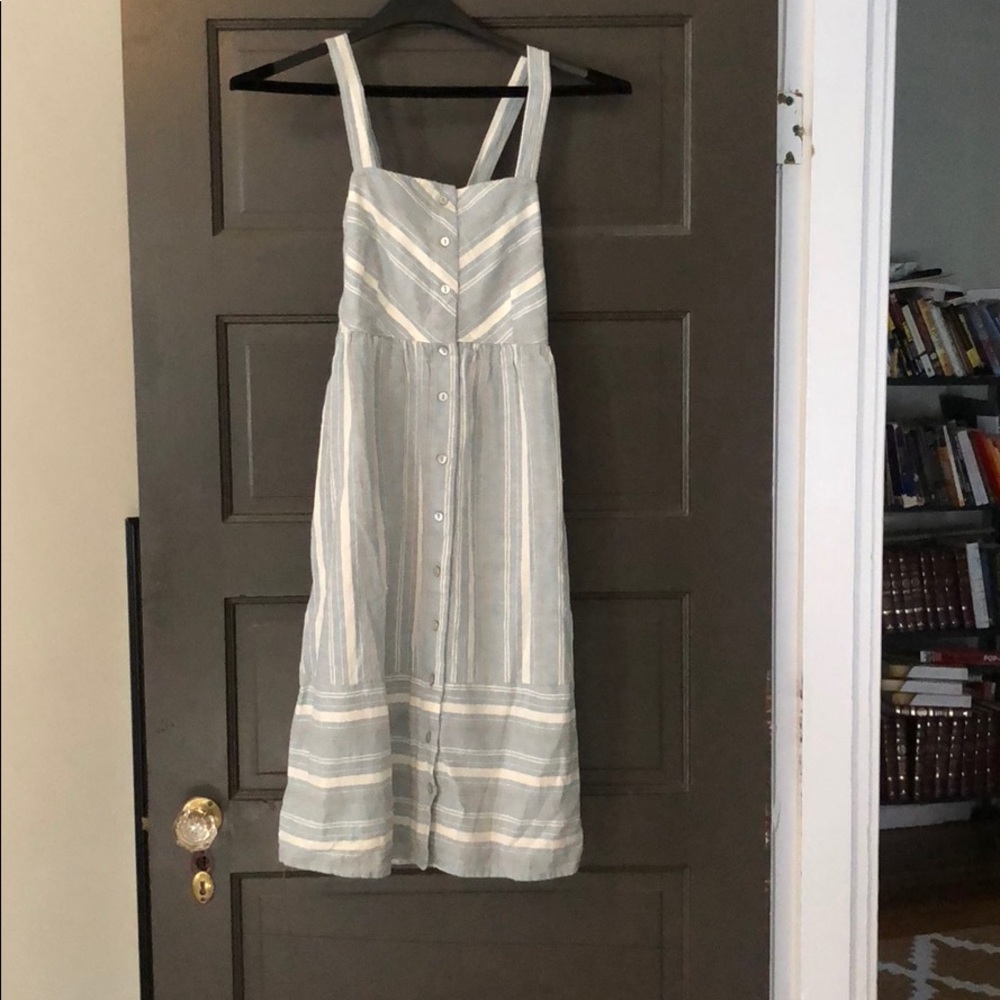 Universal thread- striped linen blend midi dress